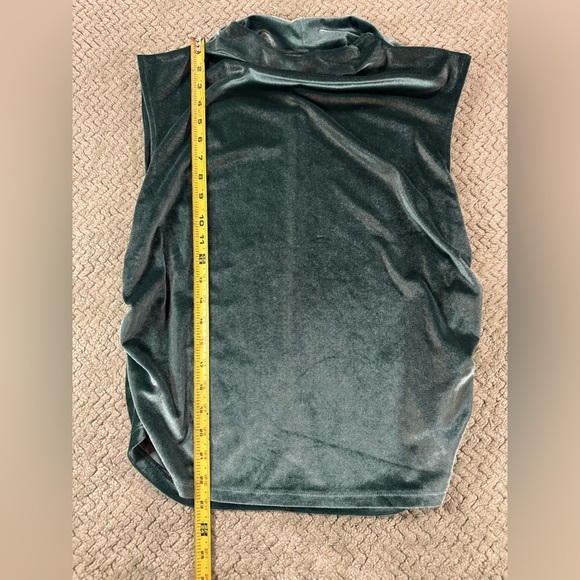 A New Day Deep Green Velvet Blouse - Picture 4 of 5